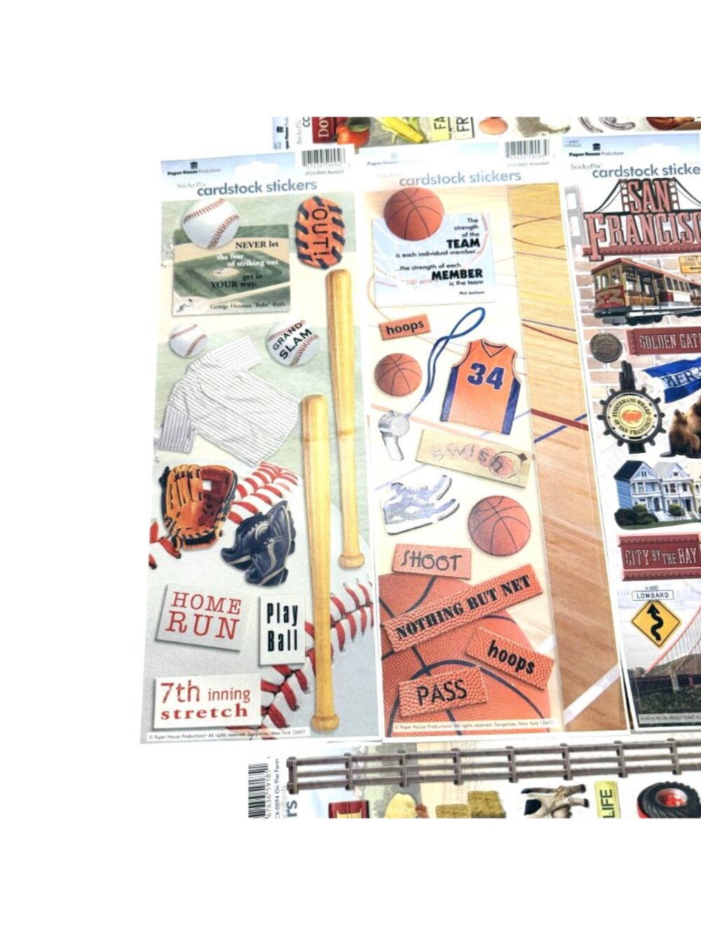 Paper House Cardstock Stickers Farm San Francisco New Mexico Baseball Basketball - Picture 3 of 4
